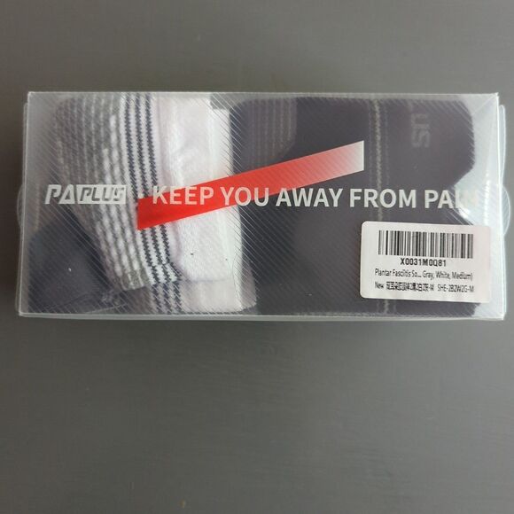 PaPlus Plantar Fasciitis Arch Support Socks Adult Medium 4 Pair Black White Gray - Picture 3 of 5